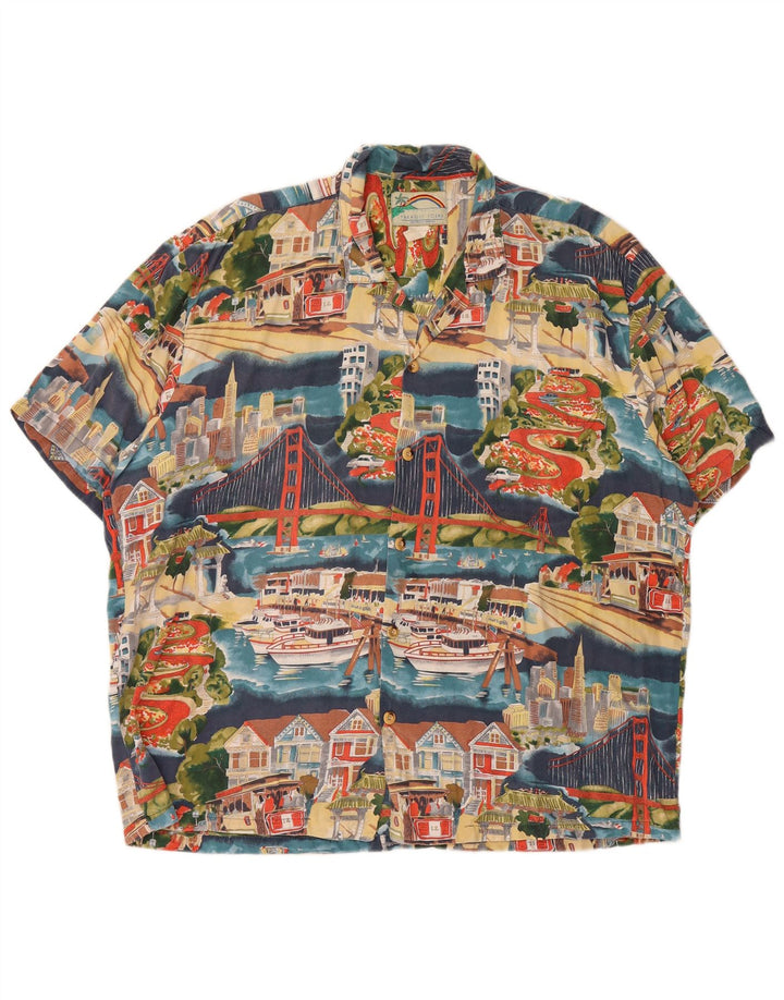 Camisa masculina VINTAGE de manga curta com padrão abstrato XL multicolorida Nylon