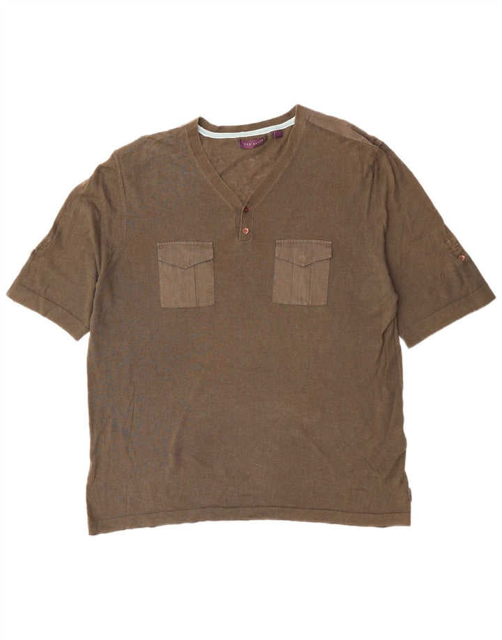 Camiseta masculina TED BAKER tamanho superior 6 2XL algodão cáqui
