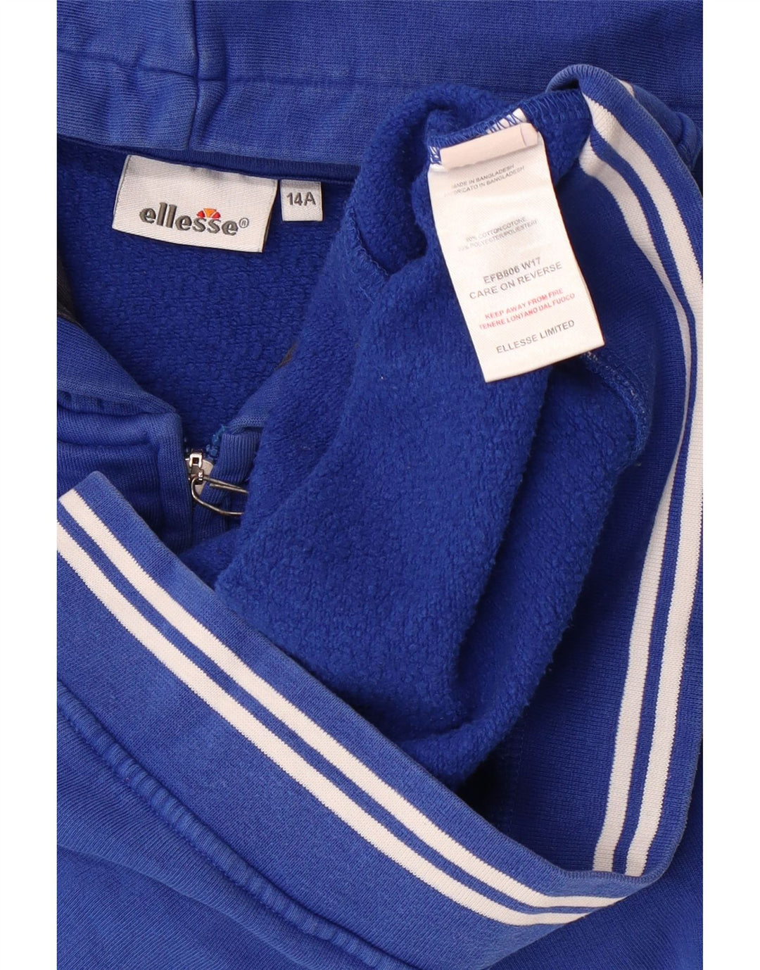 ELLESSE Boys Graphic Zip Hoodie Sweater 13-14 Years Blue Cotton Vintage Ellesse and Second-Hand Ellesse from Messina Hembry 