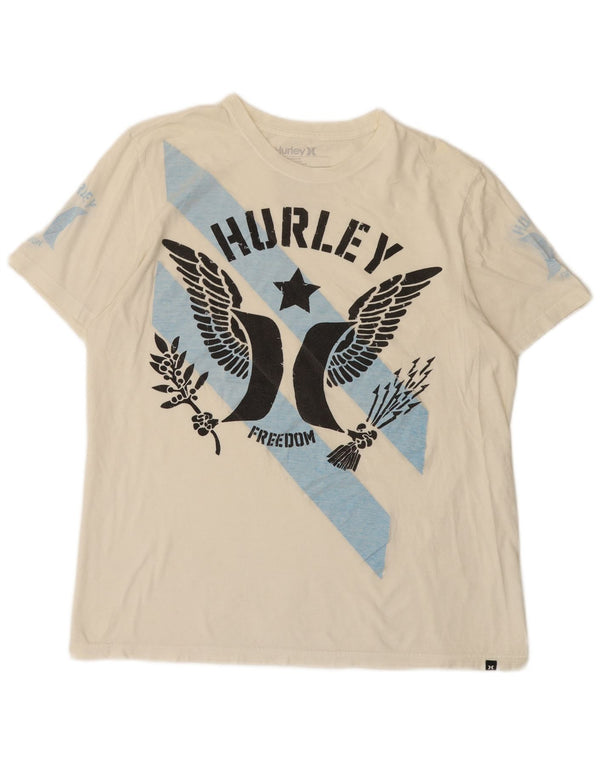 Camiseta masculina Hurley Premium Fit gráfica grande algodão branco