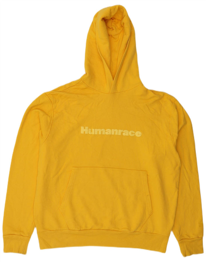 ADIDAS Mens Humanrace Graphic Hoodie Jumper XL Amarelo Algodão