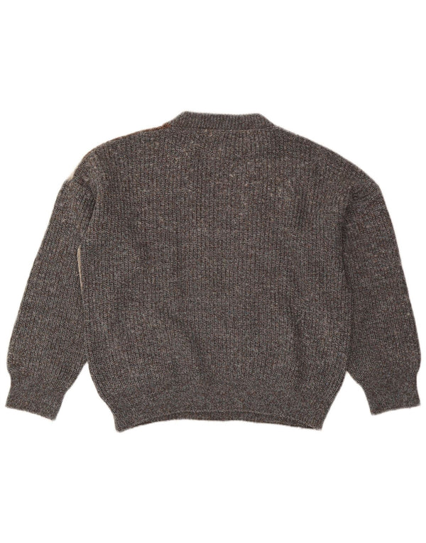 Vintage Womens Crew Neck Jumper Sweater UK 18 XL Grey Colourblock