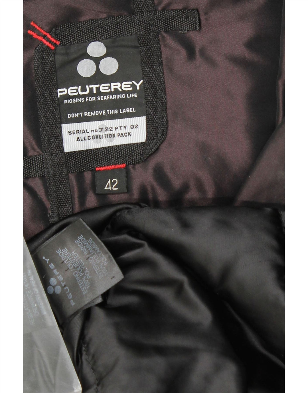 Casaco feminino acolchoado com capuz PEUTEREY IT 42 poliéster preto médio