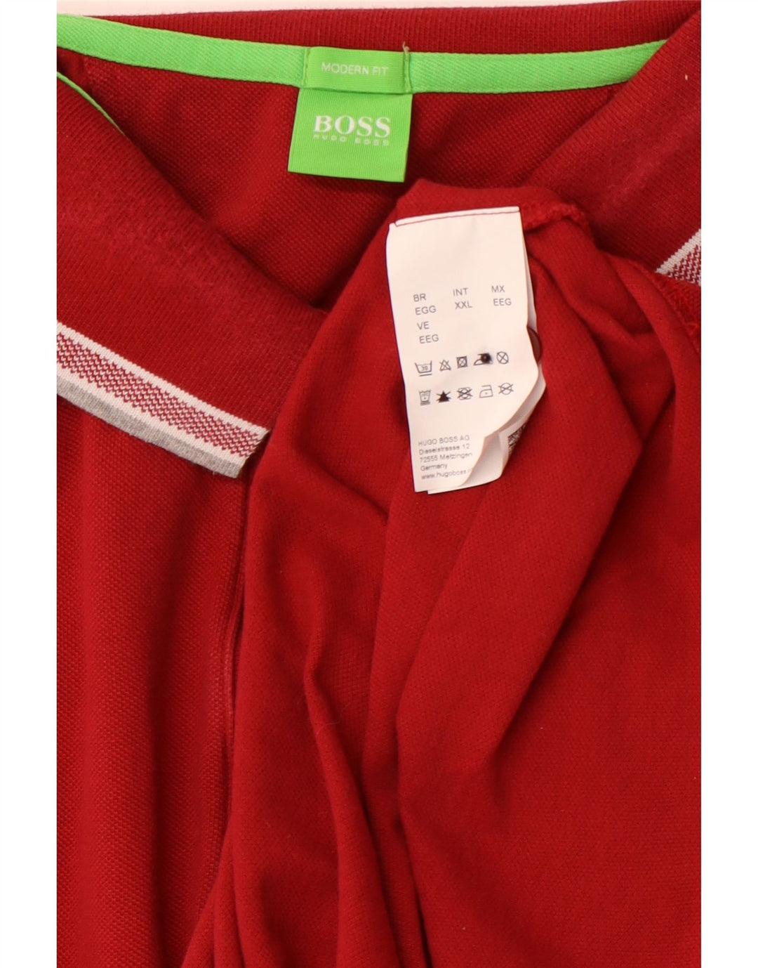 Camisa polo masculina de manga comprida de ajuste moderno HUGO BOSS 2XL algodão vermelho