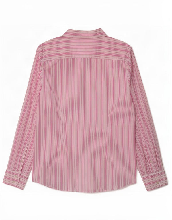 Camisa Tommy Hilfiger Feminina Classic Fit UK 16 Grande Algodão Listrado Rosa