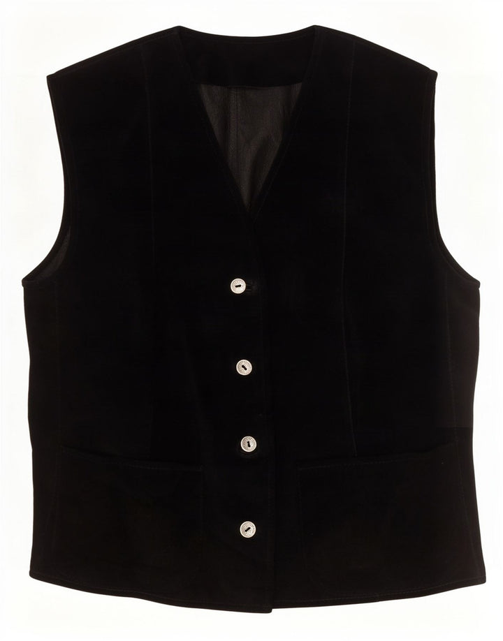 Colete feminino vintage UK 12 médio preto