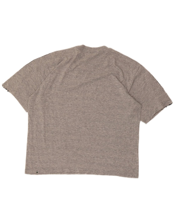 Camiseta gráfica masculina ASICS Top grande algodão manchado cinza