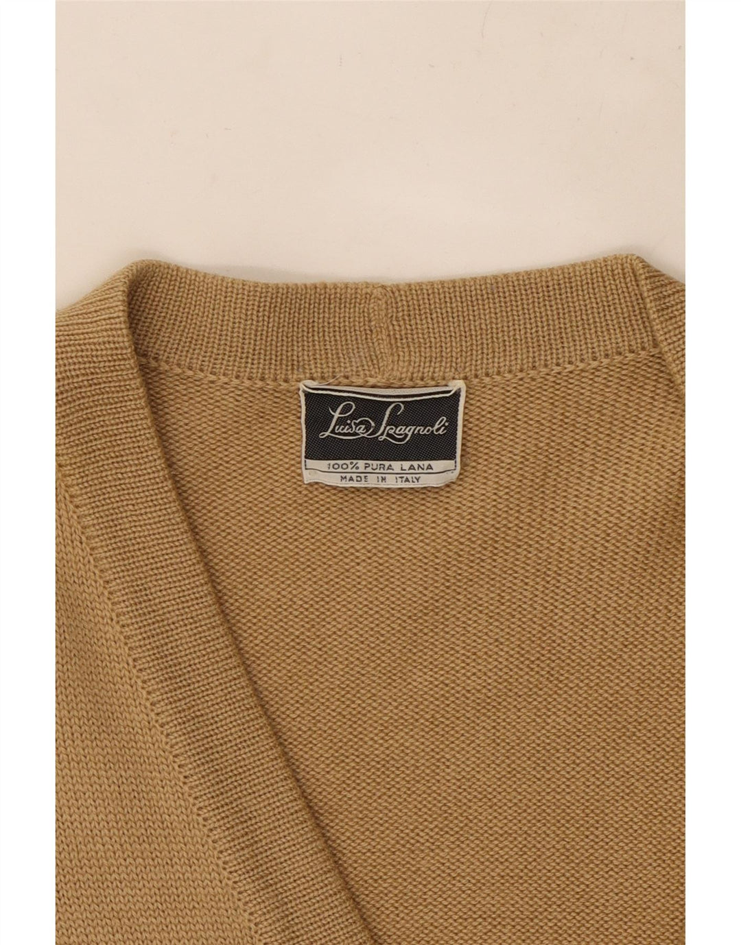 Suéter cardigã feminino LUISA SPAGNOLI Reino Unido 14 grande lã bege