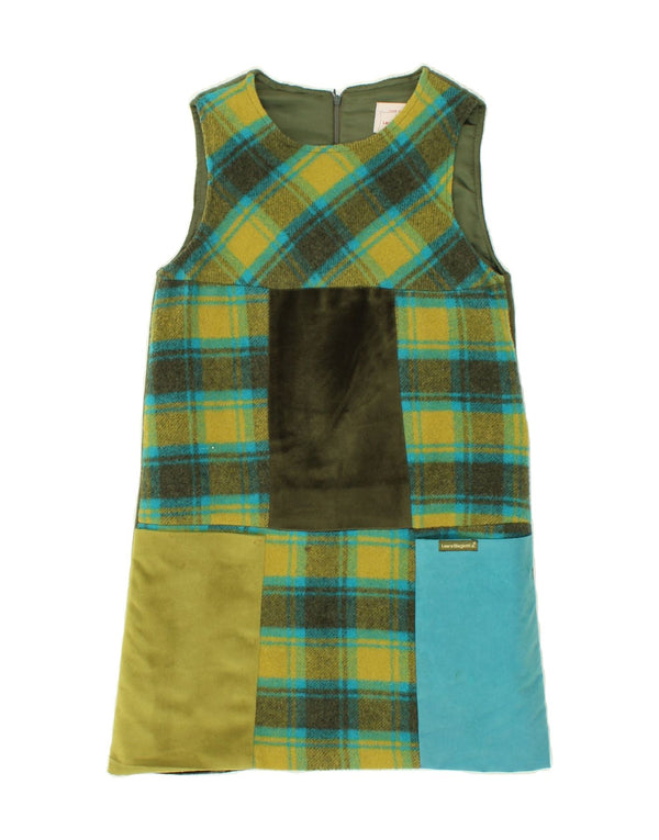 LAURA BIAGIOTTI Vestido feminino sem mangas evasê 8-9 anos XL verde patchwork