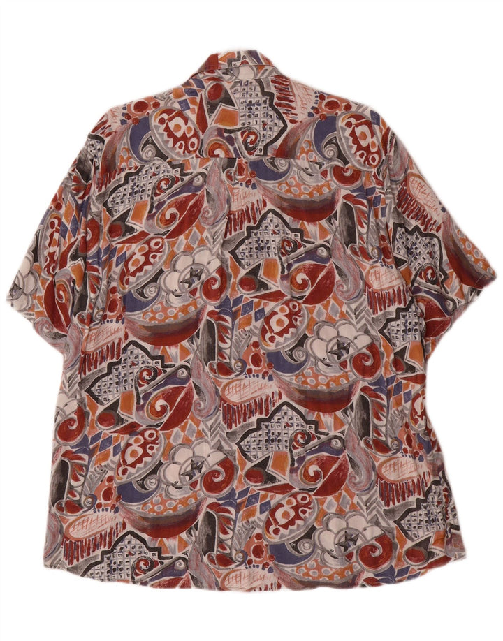 EXCEL Camisa masculina de manga curta com padrão abstrato grande multicolorida