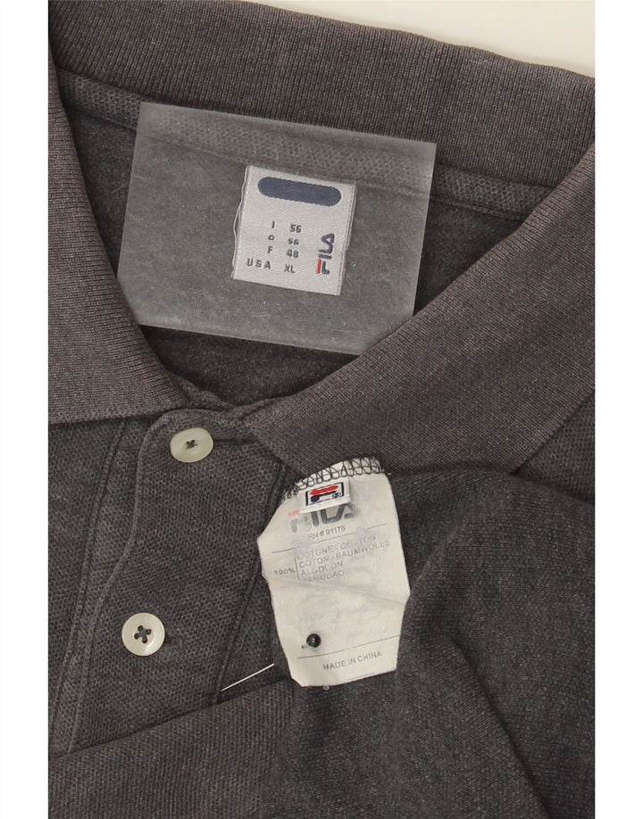 Camisa polo masculina Fila IT 56 XL cinza manchado de algodão