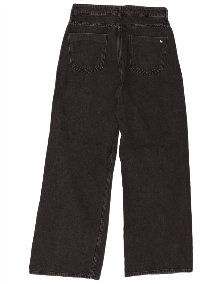 Zara Jeans feminino de perna larga EU 40 médio W30 L31 preto