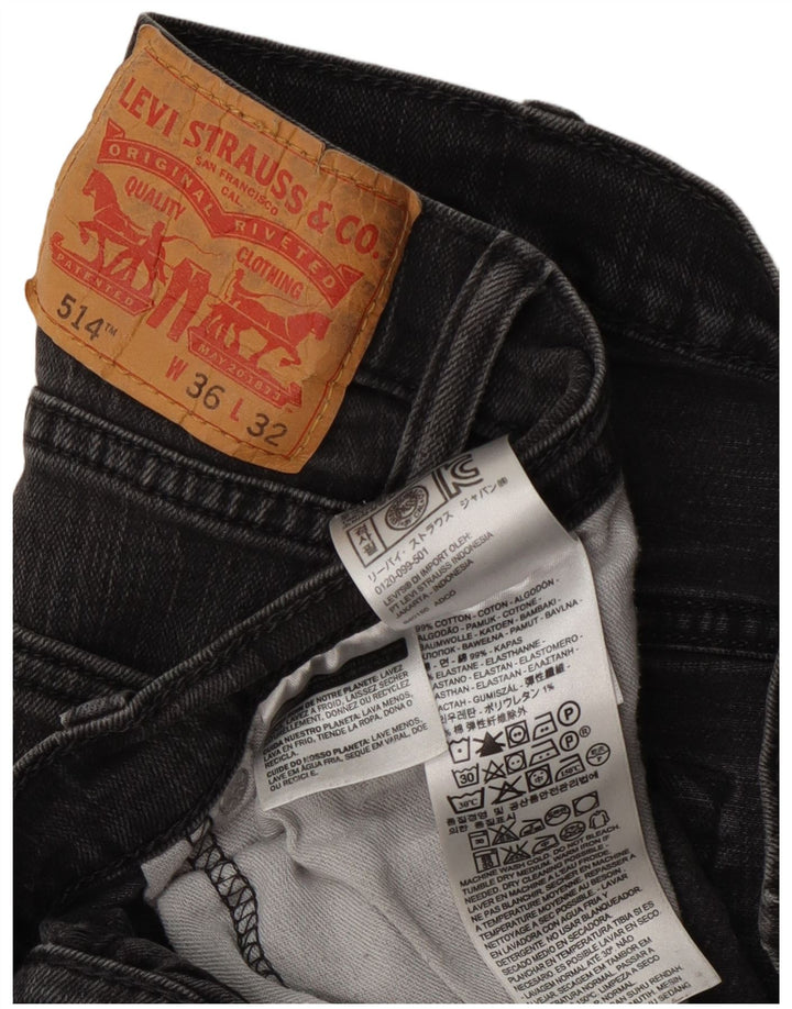 Calça jeans masculina Levi's 514 Straight W36 L32 cinza algodão