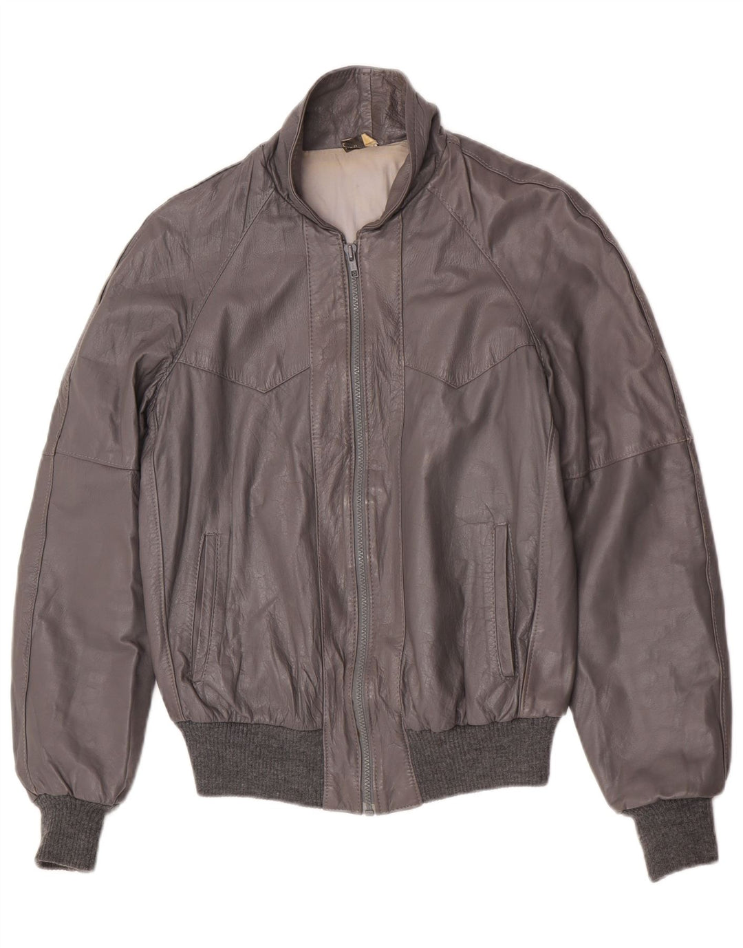 Jaqueta de couro masculina vintage IT 48 couro cinza médio