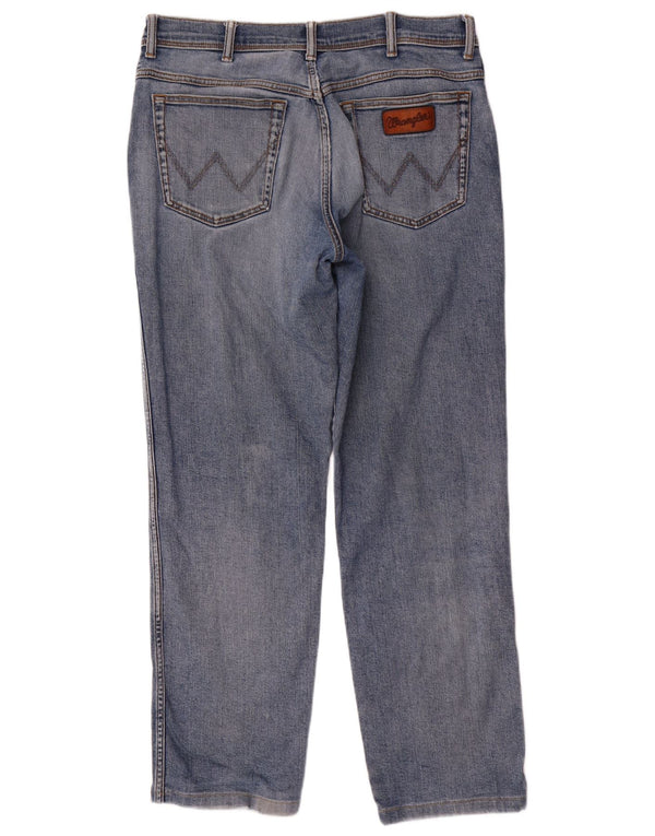 Wrangler Mens Straight Jeans W36 L32 Azul Algodão