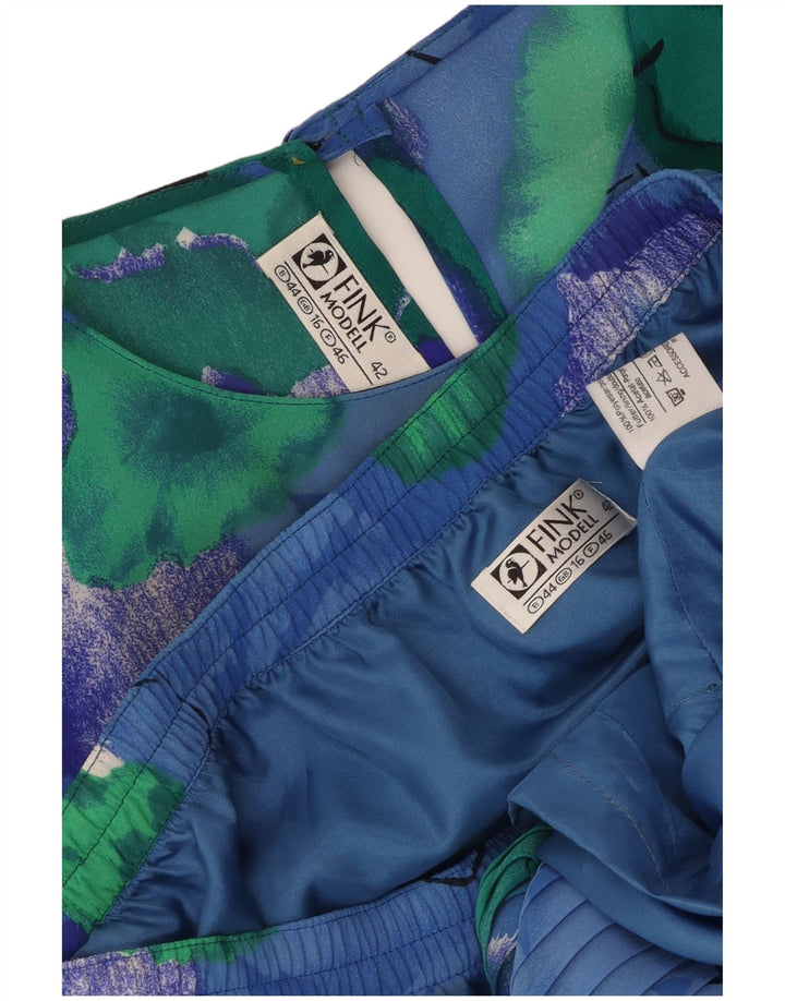 Conjunto de saia feminina Fink de 2 peças UK 16 grande W30 azul floral poliéster