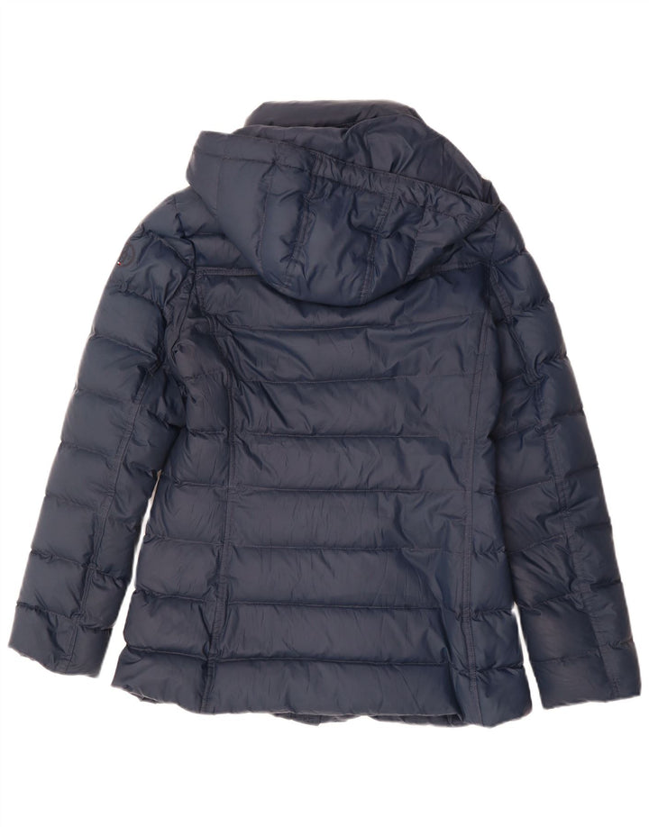 Jaqueta acolchoada com capuz feminina Tommy Hilfiger Reino Unido 10 pequeno poliéster azul marinho