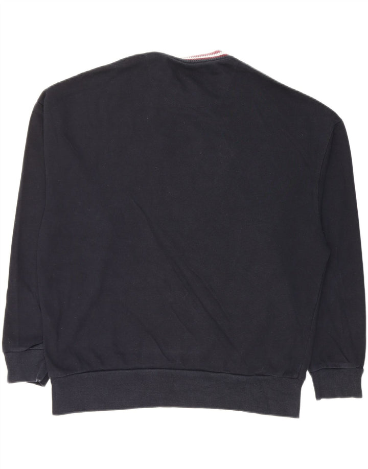 Zara moletom gráfico masculino jumper médio azul marinho algodão