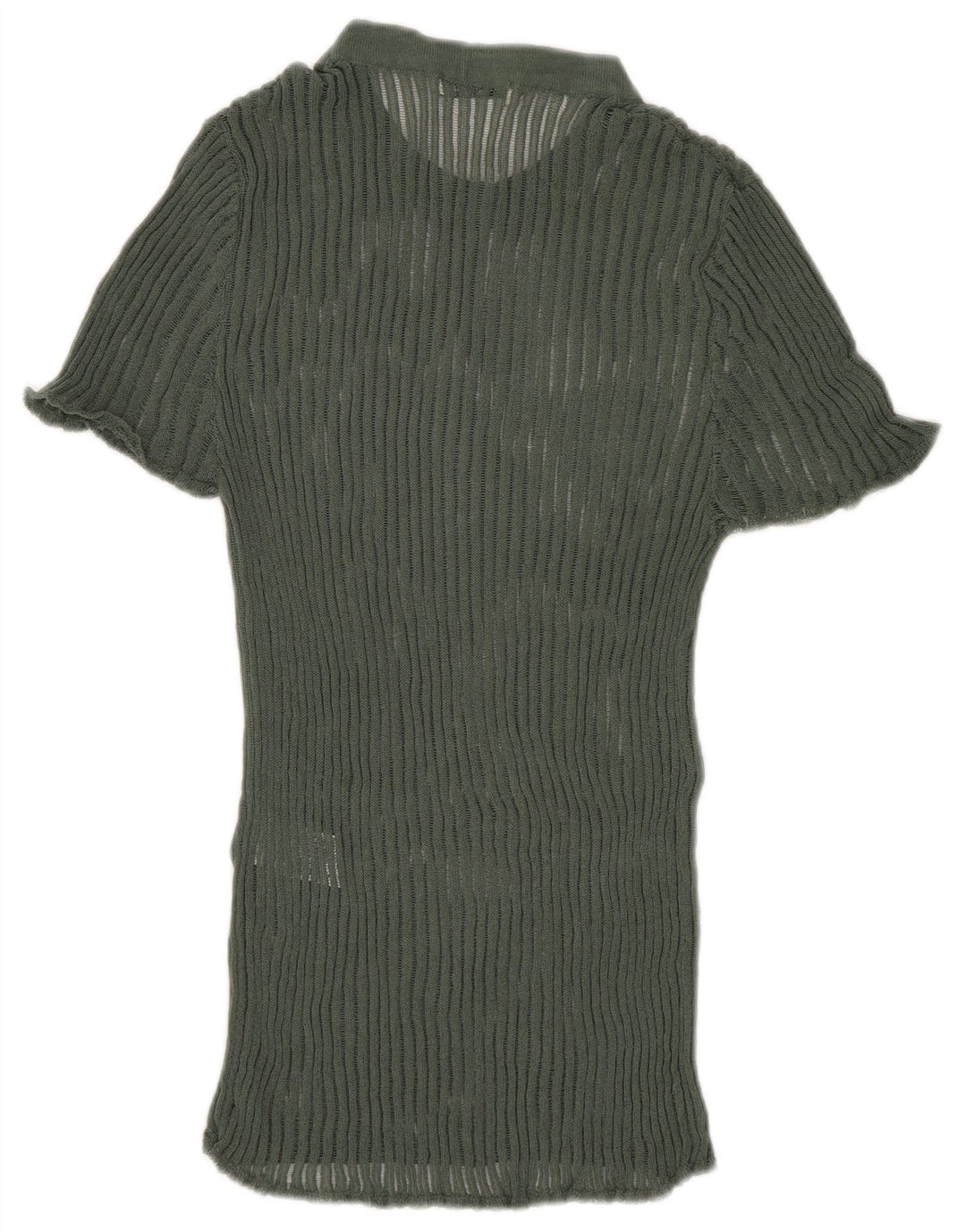 Blusa feminina de malha Zara Top UK 8 pequena viscose verde