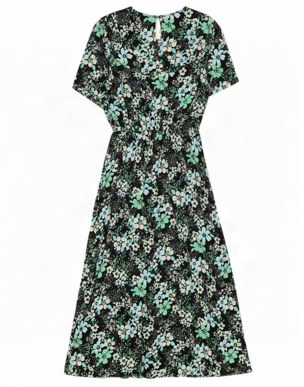 Vestido maxi feminino Marks & Spencer UK 10 pequeno viscose floral multicolorido