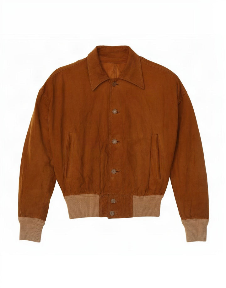 Jaqueta masculina vintage de camurça UK 12 bloco colorido bege médio