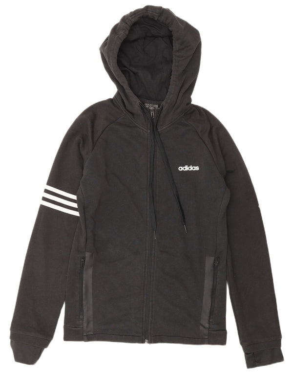 ADIDAS Mens Climalite Zip Hoodie Suéter Pequeno Algodão Preto