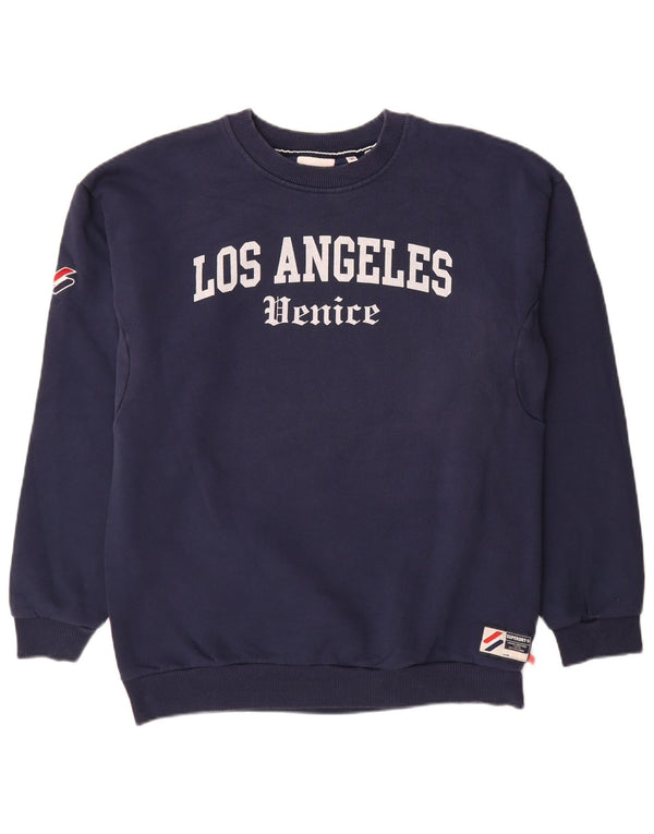 Superdry Mens Los Angeles Venice Graphic Moletom Jumper XS Azul Marinho