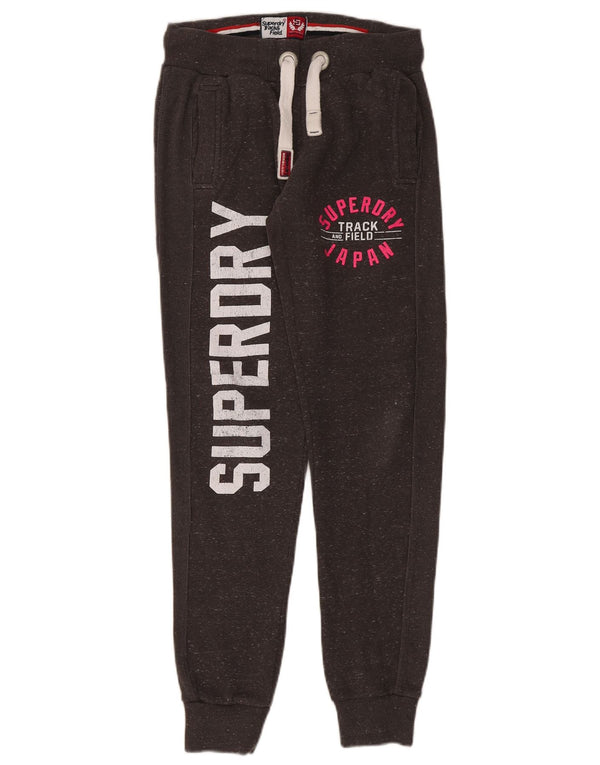 Superdry Womens Graphic Tracksuit Calças Joggers UK 10 Small Grey Flecked