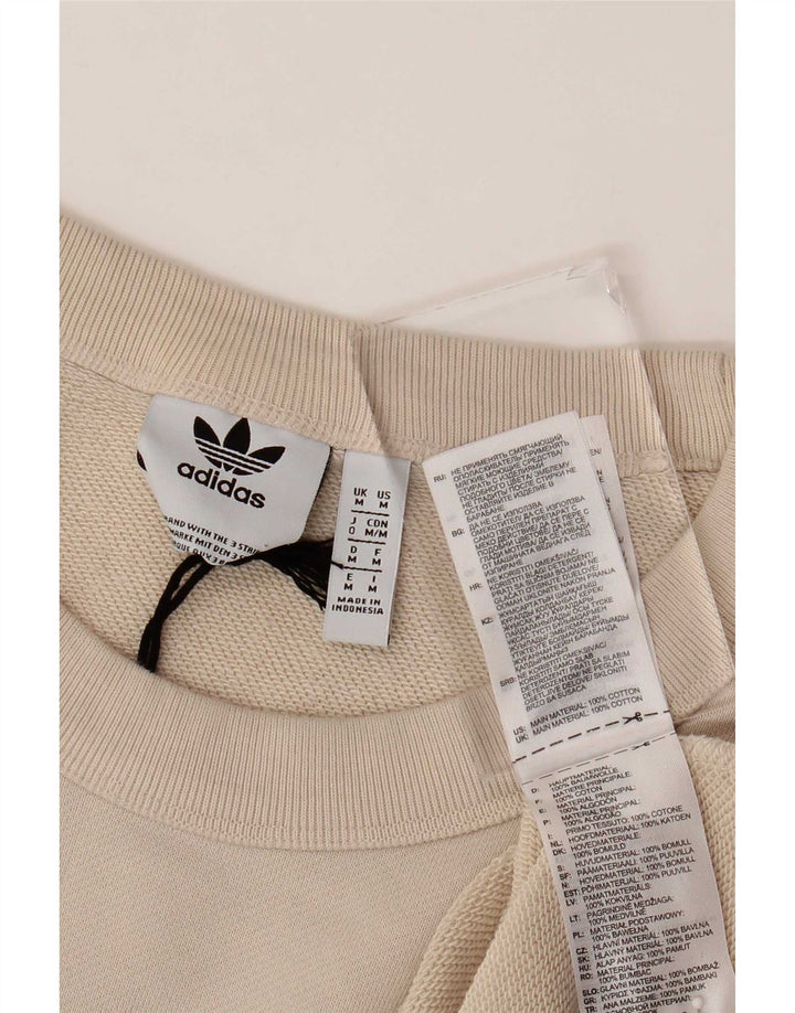 Adidas Mens Moletom Jumper Médio Bege Algodão