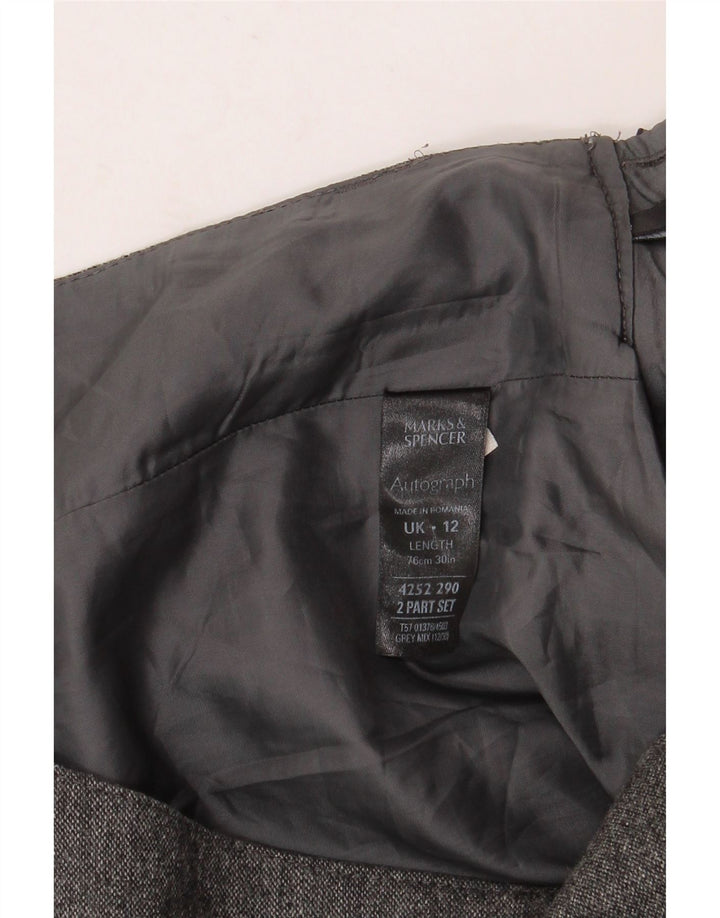 Saia feminina Marks & Spencer em linha A Reino Unido 12 médio W32 cinza manchado de lã nova