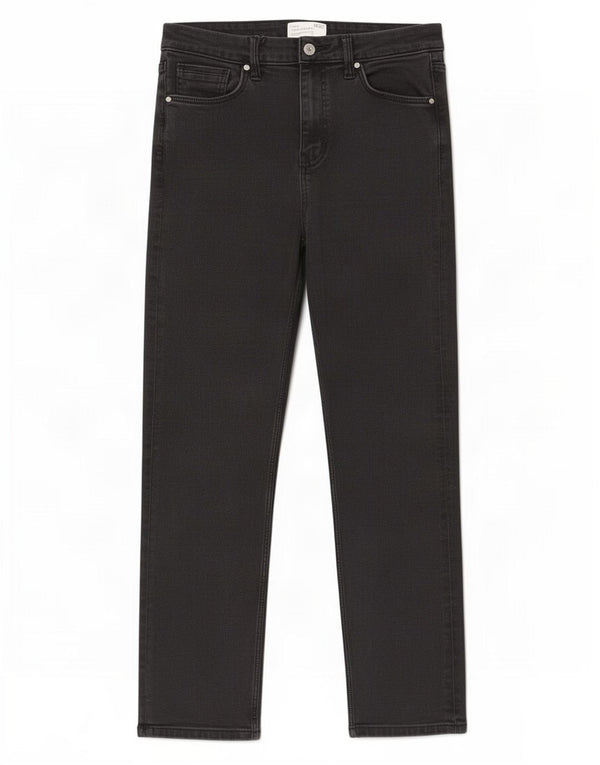 Calça jeans feminina Marks & Spencer Sienna Straight UK 14 grande W32 L27 preta