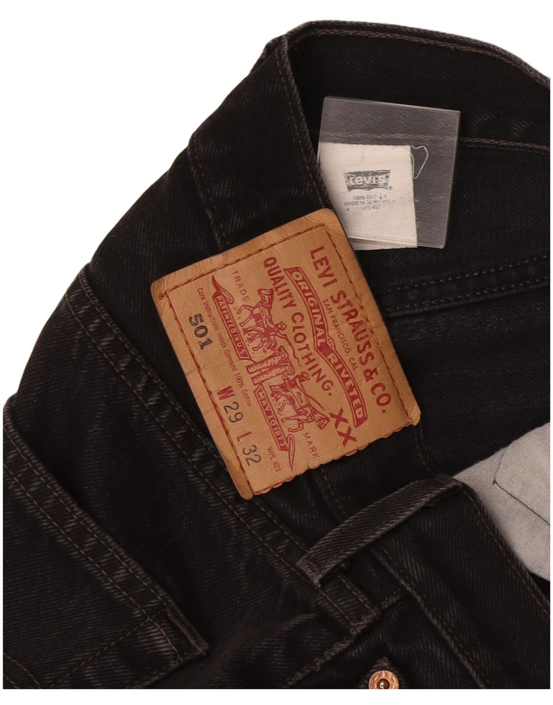 Calça jeans feminina Levi's 501 Straight W29 L28 algodão preto