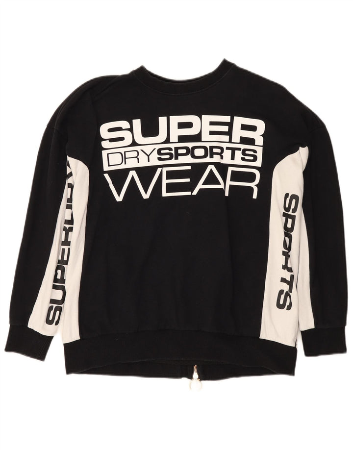 Suéter gráfico feminino Superdry UK 10 pequeno bloco colorido preto