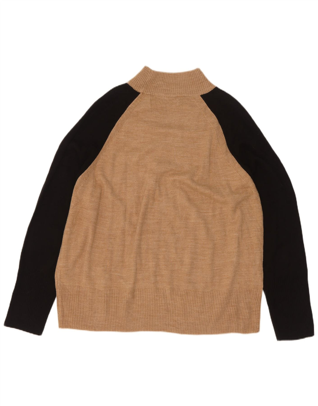 Suéter masculino Marks & Spencer com gola tartaruga grande bloco colorido bege
