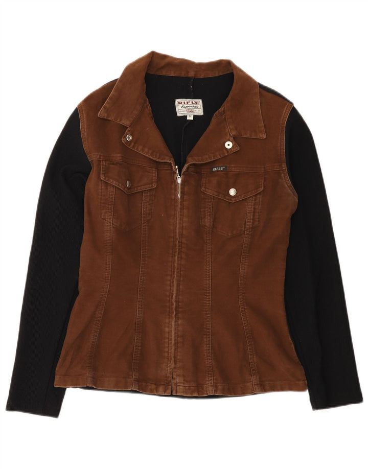 Jaqueta bomber feminina Rifle UK 12 algodão colorblock marrom médio