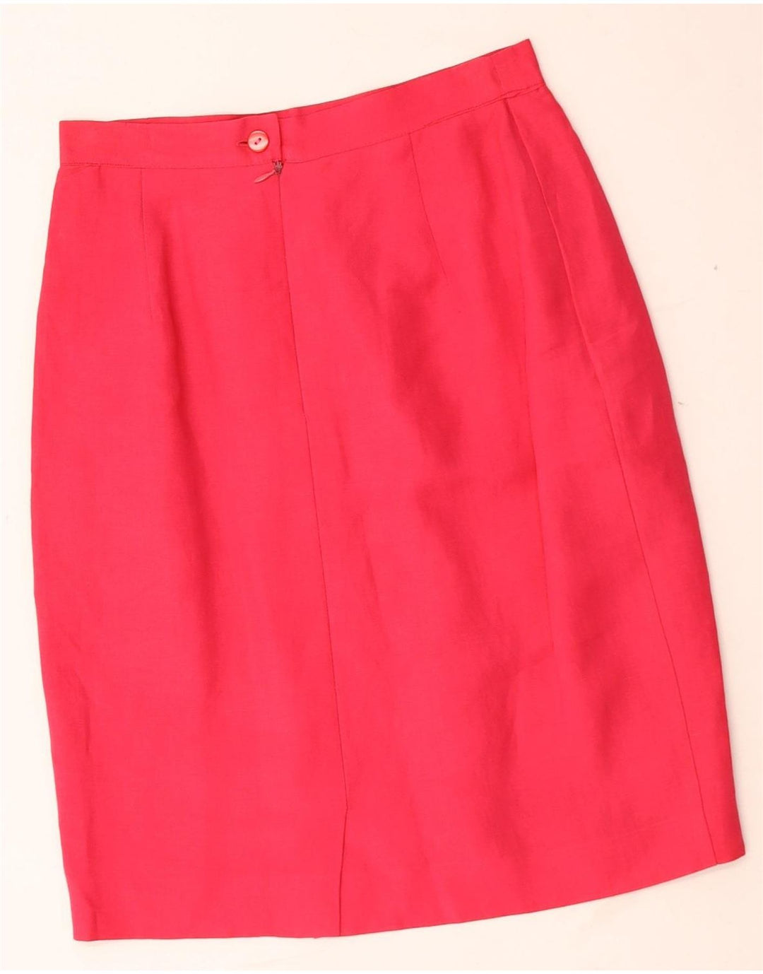 Conjunto de saia feminina vintage com 3 botões e 2 peças Reino Unido 12 médio W28 linho vermelho