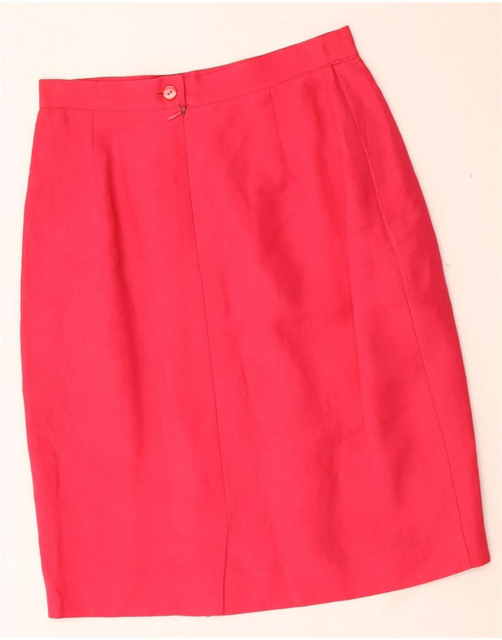 Conjunto de saia feminina vintage com 3 botões e 2 peças Reino Unido 12 médio W28 linho vermelho