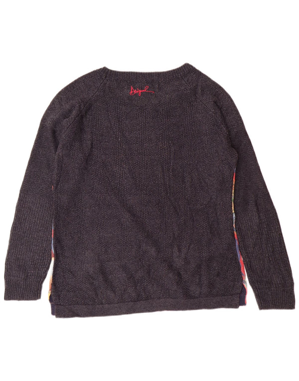 Suéter feminino DESIGUAL com gola canoa UK 18 XL cinza floral
