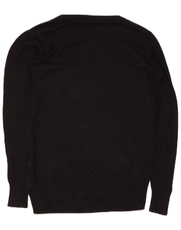 Suéter feminino Guess com gola redonda e estampa gráfica grande Reino Unido 6 XS preto