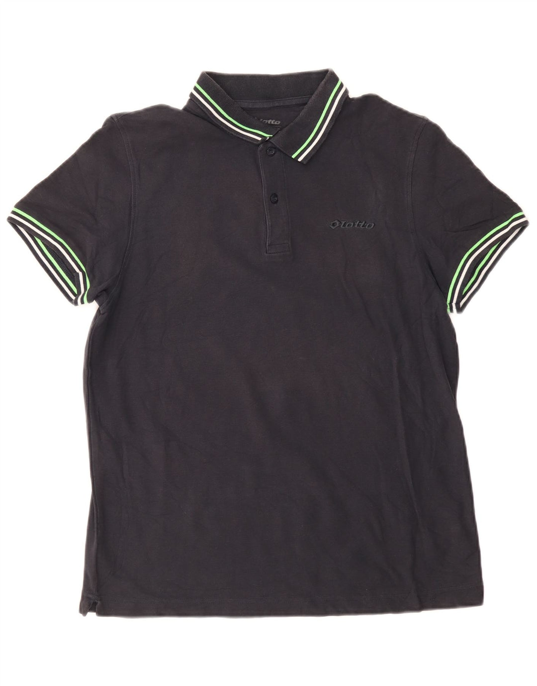 Camisa polo masculina Lotto de algodão listrado preto médio