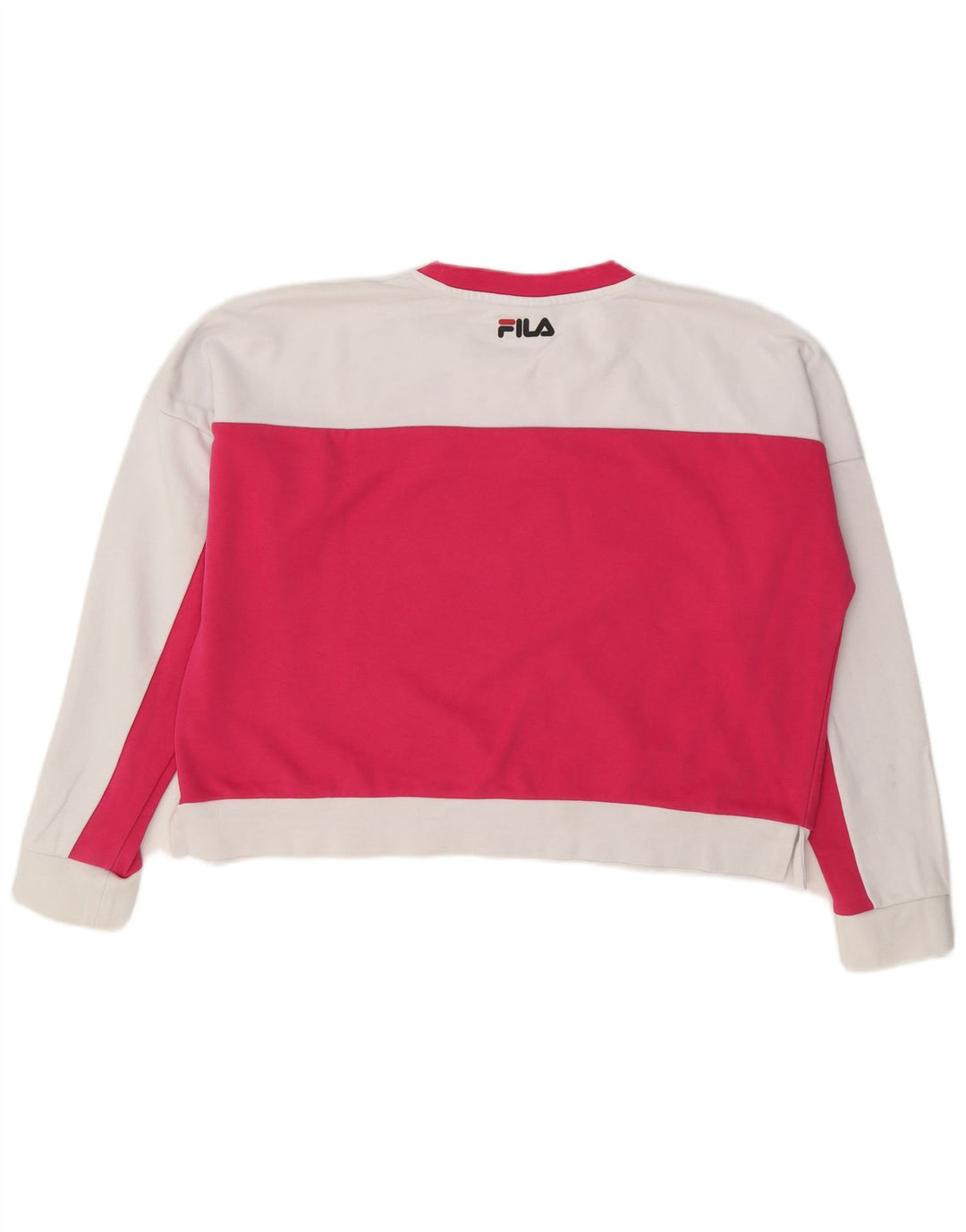 Moletom feminino Fila Oversized Crop Jumper UK 16 grande bloco colorido branco