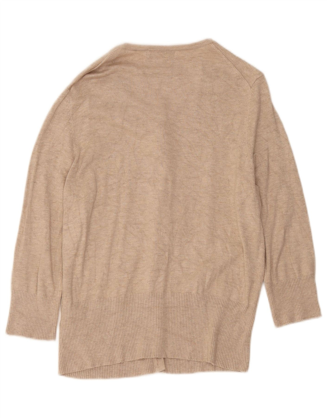 Suéter cardigã feminino de manga 3/4 da Marks & Spencer Reino Unido 12 médio bege