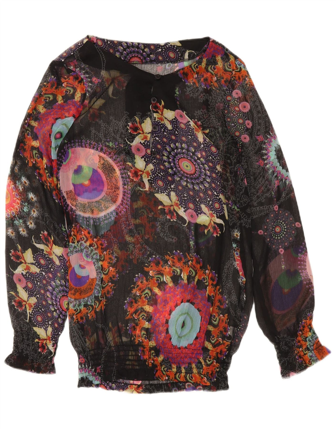 Blusa feminina transparente Desigual UK 12 média floral multicolorida