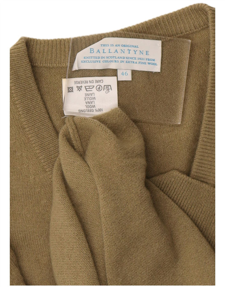 BALLANTYNE Suéter masculino com decote em V IT 46 Lã cáqui pequena