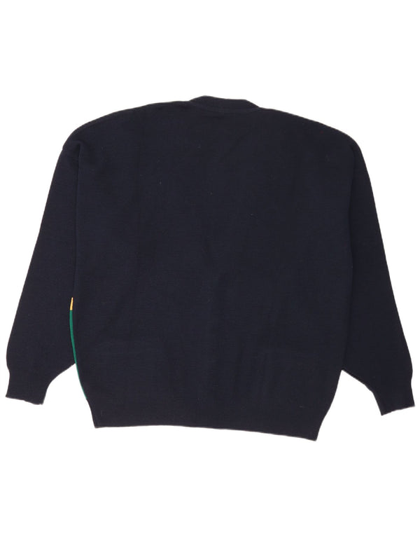 Suéter cardigã masculino White Sails XL azul marinho lã colorblock