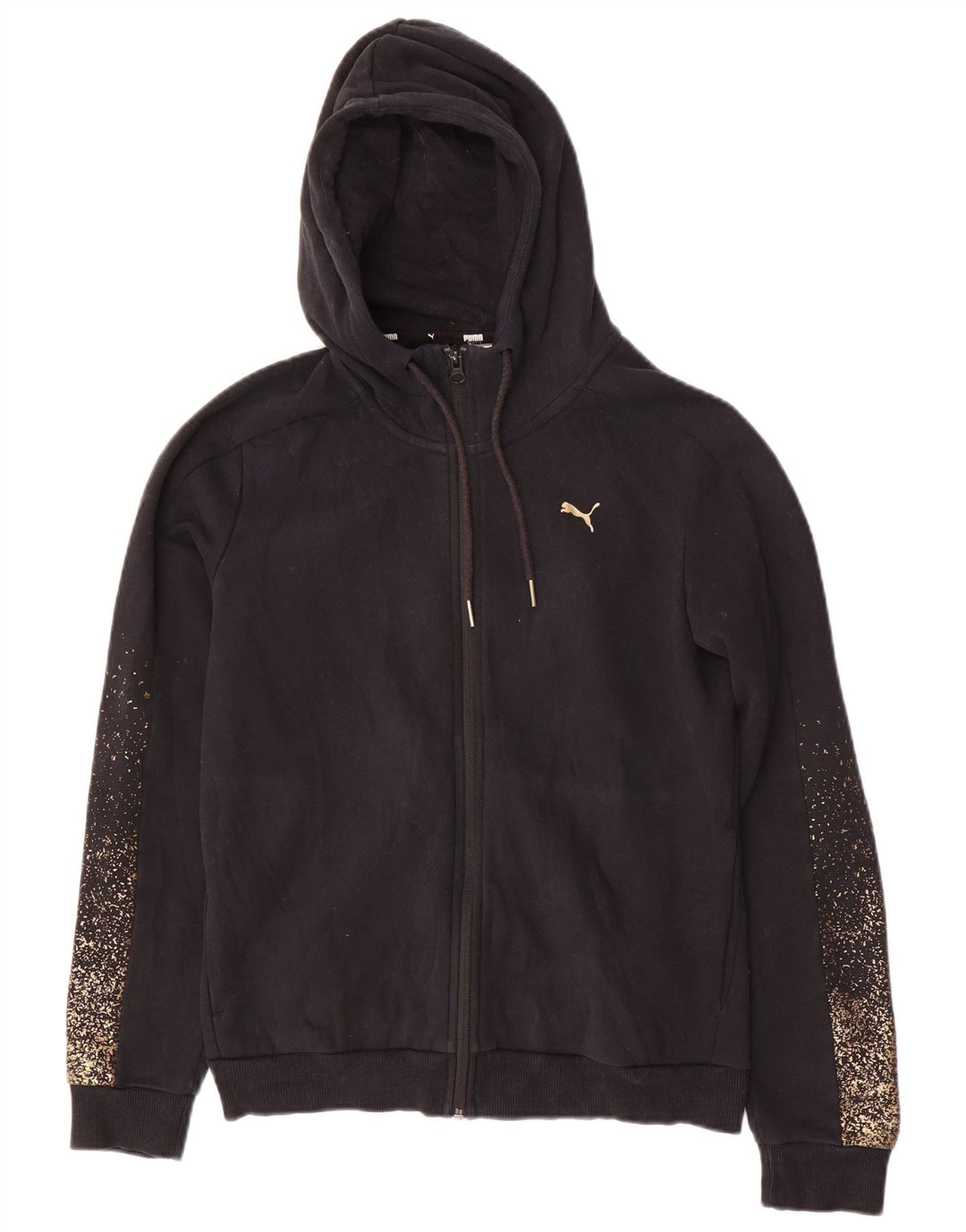 Puma Womens Hooded Full Tracksuit UK 14 Médio Preto Manchado