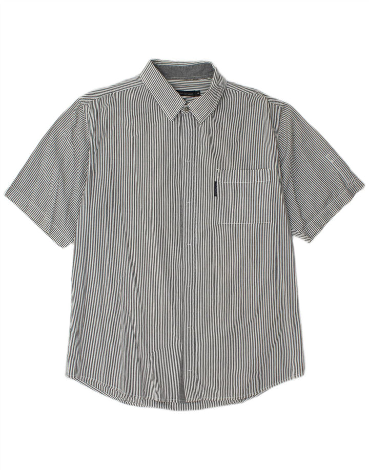 CALVIN KLEIN JEANS Camisa masculina de manga curta grande listrada cinza