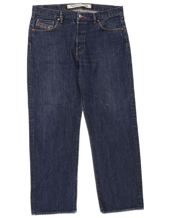 Diesel Mens Straight Jeans W38 L30 Navy Blue Cotton