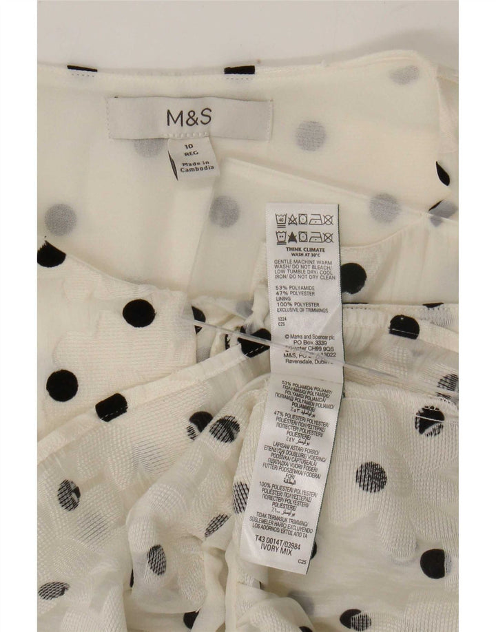 Blusa feminina Marks & Spencer UK 10 pequena bolinha branca poliamida