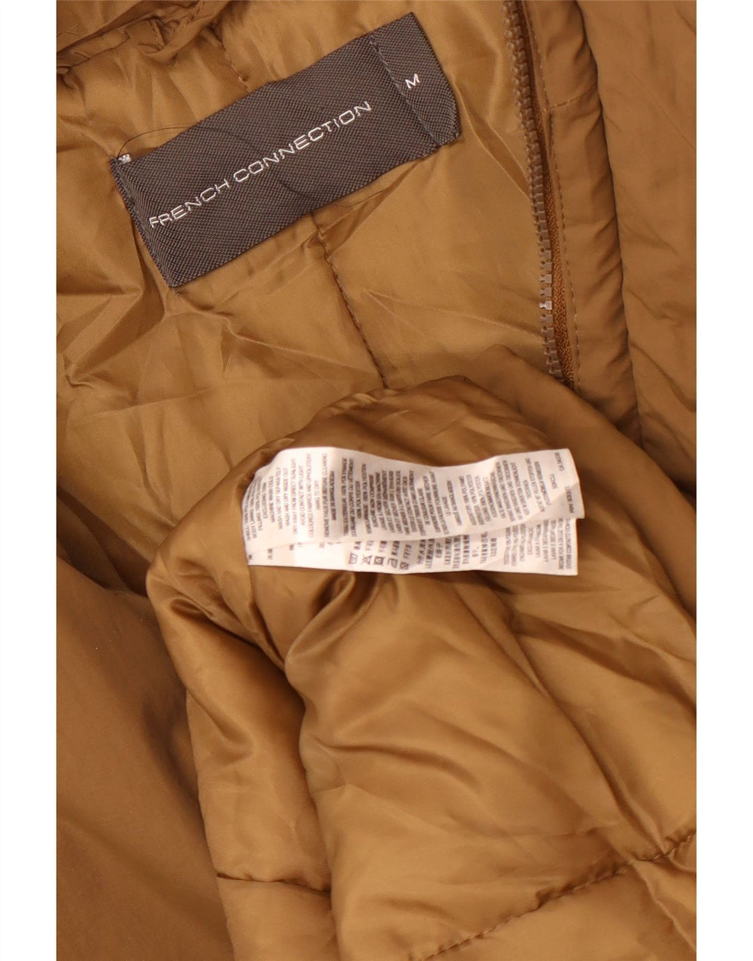 Casaco acolchoado com capuz masculino French Connection UK 38 poliamida marrom médio